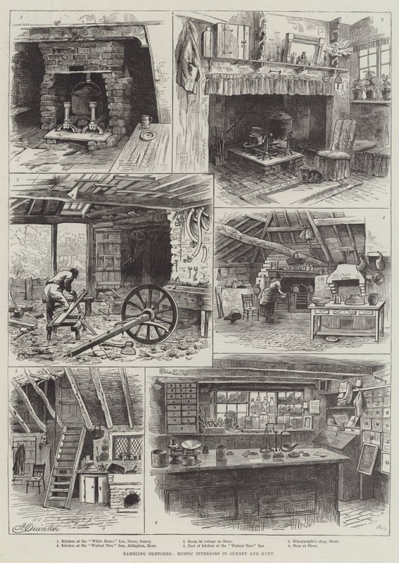 Rambling Sketches, rusztikus enteriőrök Surrey és Kentben alkotó: Alfred Robert Quinton