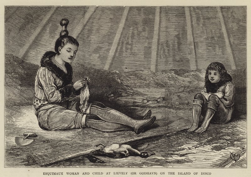 Esquimaux nő és gyermek Lievelyben (vagy Godhavnban) a Disco szigetén alkotó: Alfred Chantrey Corbould