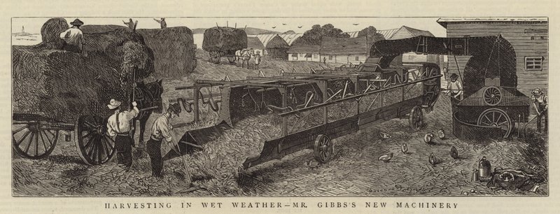 Betakarítás nedves időben, Gibbs úr új gépei alkotó: Alfred Chantrey Corbould