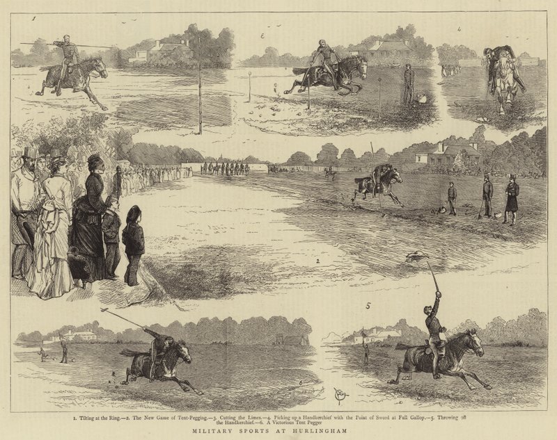 Katonai sportok Hurlinghamben (metszet) alkotó: Alfred Chantrey Corbould