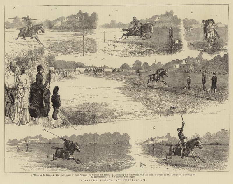 Katonai sportok Hurlinghamben alkotó: Alfred Chantrey Corbould
