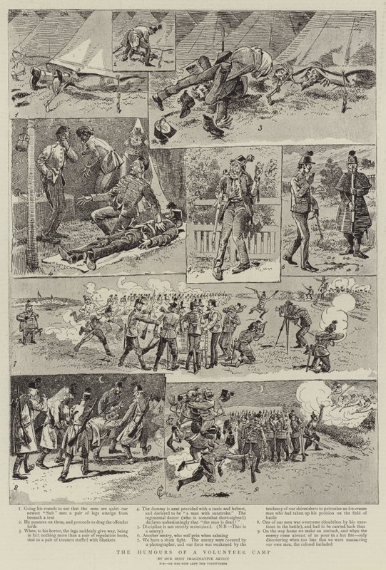 Egy önkéntes tábor humora alkotó: Alfred Chantrey Corbould