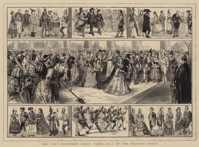 A Lady Mayoress díszes ruhabál a kastélyban alkotó: Alfred Chantrey Corbould