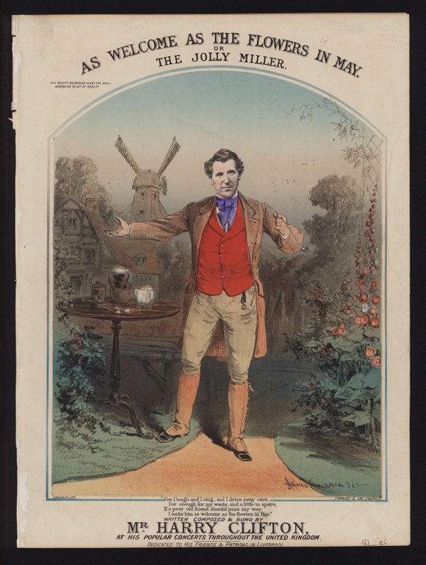 Az Üdvözöljük, mint a virágok májusban, vagy a The Jolly Miller, amelyet Harry Clifton szerez és énekel, viktoriánus kottaborító alkotó: Alfred Concanen