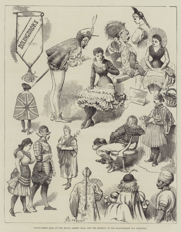 Fancy-Dress bál a Royal Albert Hallban a Bolingbroke Pay Kórház javára alkotó: Alfred Courbould