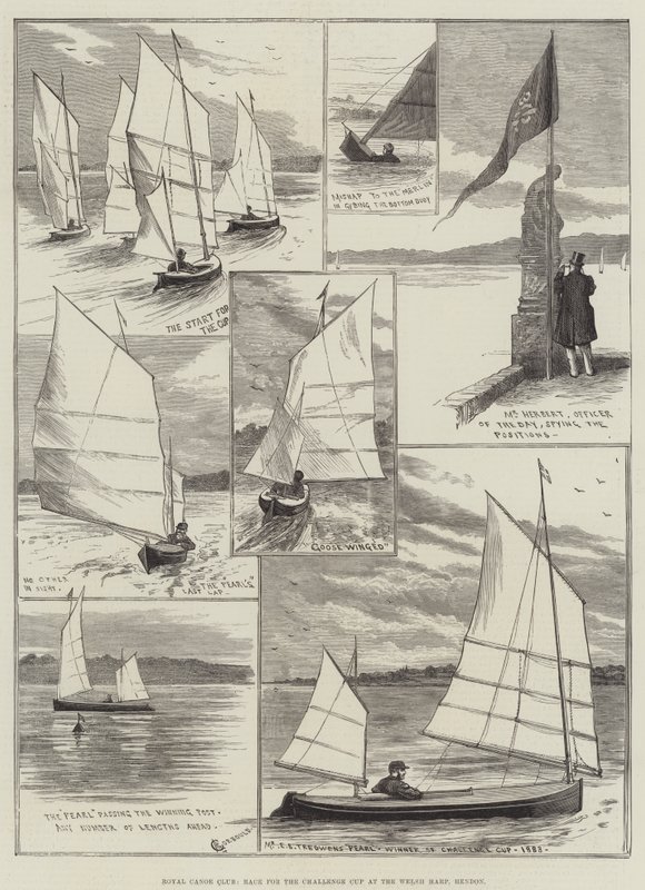 Royal Canoe Club, Verseny a Challenge Cupért a Welsh Harp-ban, Hendon alkotó: Alfred Courbould