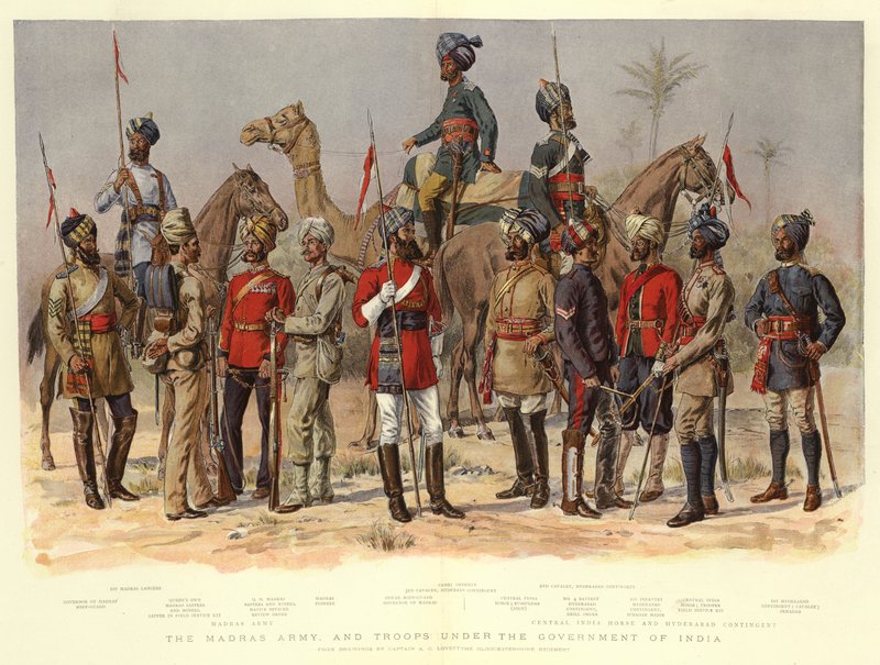 A Madras-hadsereg és az indiai kormány alá tartozó csapatok alkotó: Alfred Crowdy Lovett