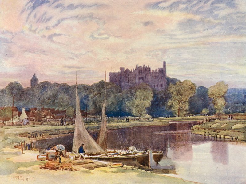 Arundel Castle, az Arun felől (színes litográfia) alkotó: Alfred East