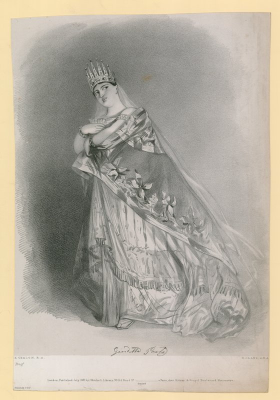 Giuditta Pasta, R.J. Lane metszete, megjelent 1837 júliusában. alkotó: Alfred Edward Chalon