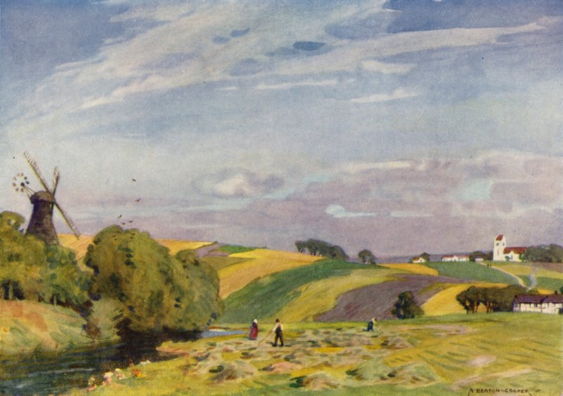 Dánia: tipikus dán táj, Dél-Jylland (színes litho) alkotó: Alfred Heaton Cooper