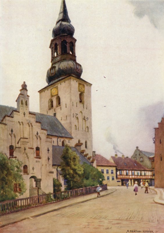 Dánia: Aalborgi katedrális, Észak-Jylland (színes litho) alkotó: Alfred Heaton Cooper
