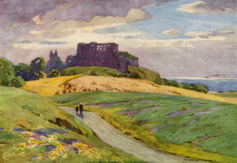 Dánia: Bornholm, Hammershus kastély (színes litho) alkotó: Alfred Heaton Cooper