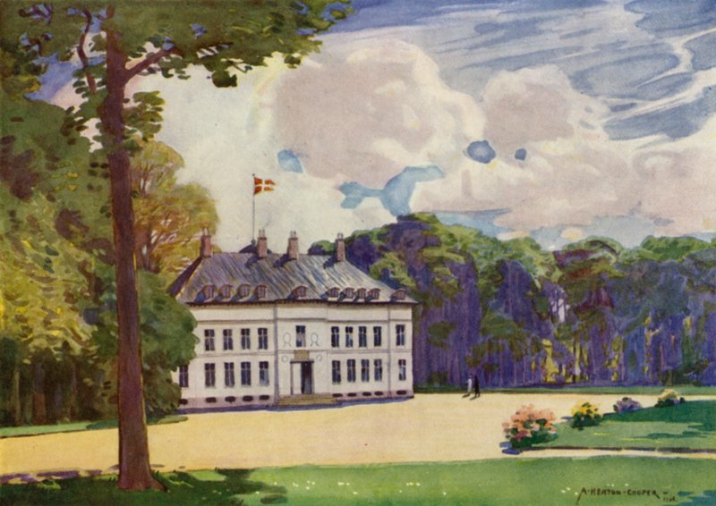 Dánia: Koppenhága, Bernstorf-palota (színes litho) alkotó: Alfred Heaton Cooper