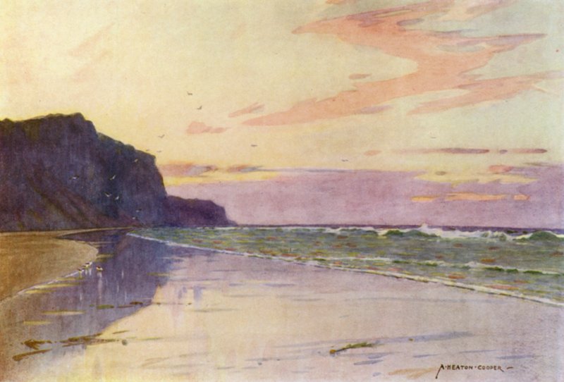 Dánia: Dánia legnyugatibb pontja, Esbjerg közelében (színes litho) alkotó: Alfred Heaton Cooper