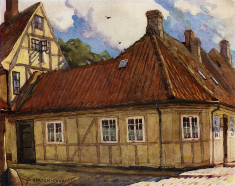 Dánia: Odense, Hans Andersen szülőhelye (színes litó) alkotó: Alfred Heaton Cooper