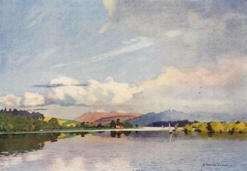 Dánia: Silkeborg-tó és Himmelbjerget (színes litó) alkotó: Alfred Heaton Cooper
