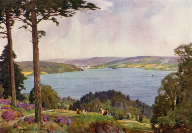 Dánia: Vejle Fiord, Dél-Jylland (színes litho) alkotó: Alfred Heaton Cooper