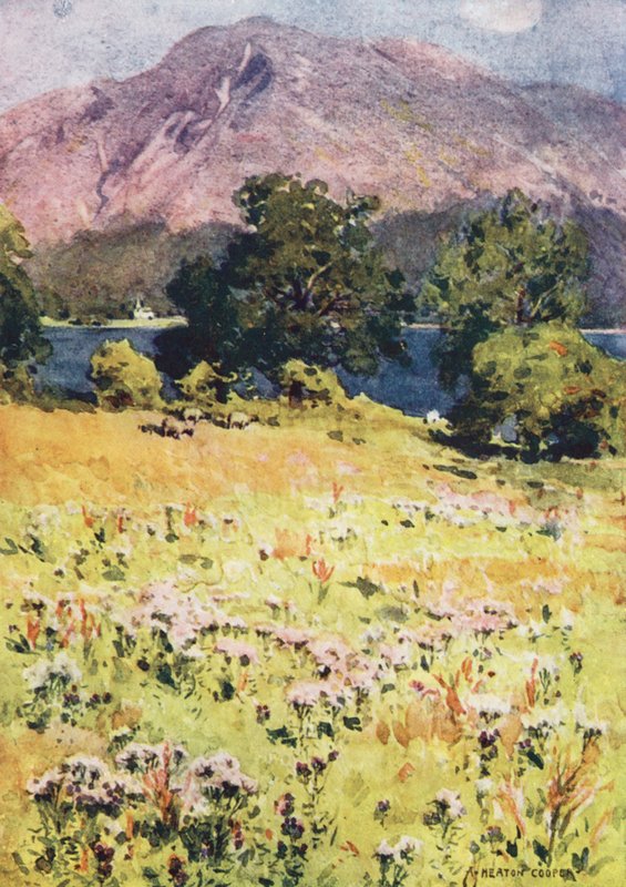 Lake District: Bassenthwaite Lake és Skiddaw (színes litográfia) alkotó: Alfred Heaton Cooper
