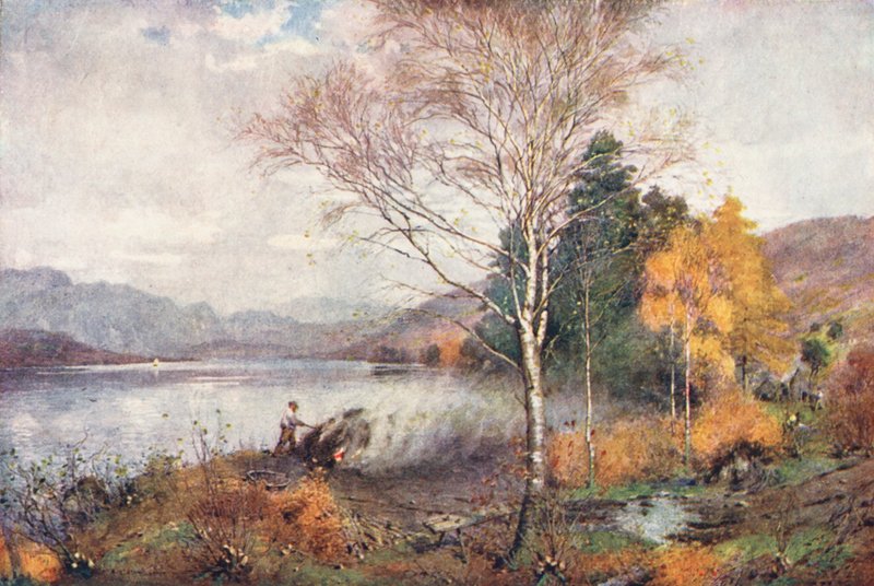 Lake District: Coniston Lake (színes litográfia) alkotó: Alfred Heaton Cooper