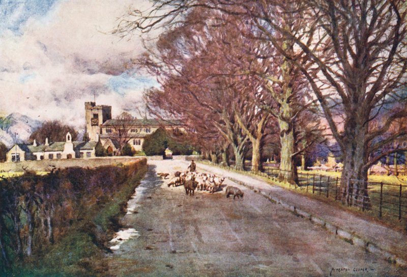 Lake District: Crosthwaite Church, Keswick (színes litográfia) alkotó: Alfred Heaton Cooper