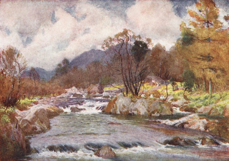 Lake District: Duddon partjainál (színes litográfia) alkotó: Alfred Heaton Cooper