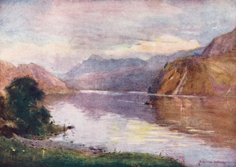 Lake District: Ennerdale-tó naplementében (színes litográfia) alkotó: Alfred Heaton Cooper