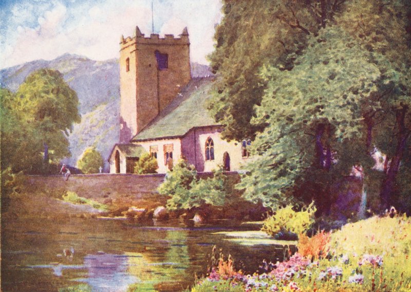 Lake District: Grasmere Church (színes litográfia) alkotó: Alfred Heaton Cooper