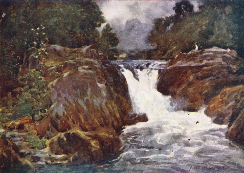 Lake District: Skelwith Force, Langdale (színes litográfia) alkotó: Alfred Heaton Cooper