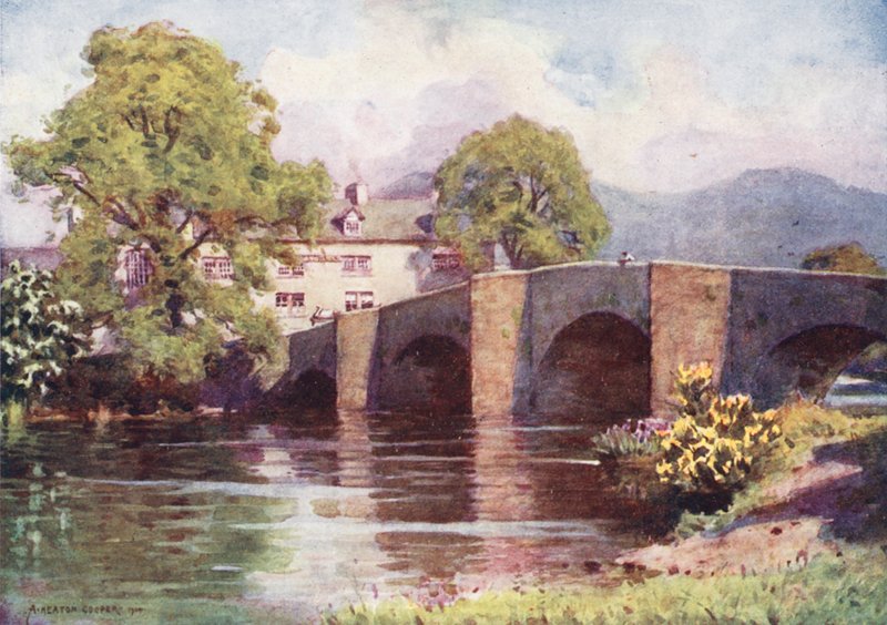 Lake District: Swan Inn, Newby Bridge, Windermere (színes litográfia) alkotó: Alfred Heaton Cooper