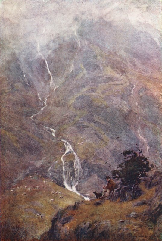 Lake District: The Shepherd, Yewdale, Coniston (színes litho) alkotó: Alfred Heaton Cooper
