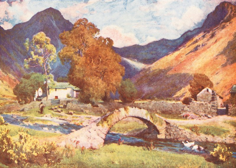 Lake District: Gable, őszi este felé (színes lithó) alkotó: Alfred Heaton Cooper