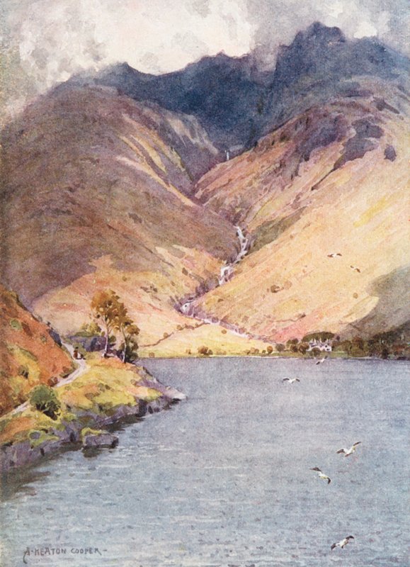 Lake District: Wastwater és Scawfell (színes litográfia) alkotó: Alfred Heaton Cooper