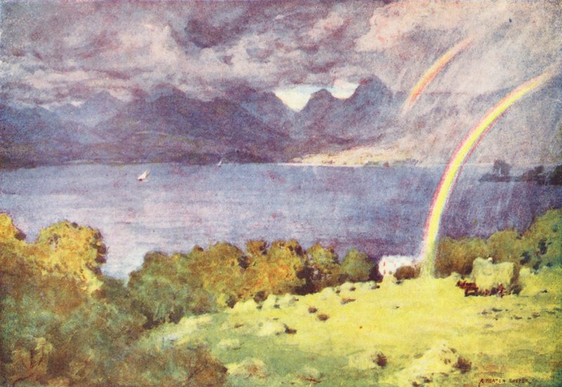 Lake District: Lowwoodból (színes litográfia): Windermere és Langdale Pikes (színes litográfia) alkotó: Alfred Heaton Cooper
