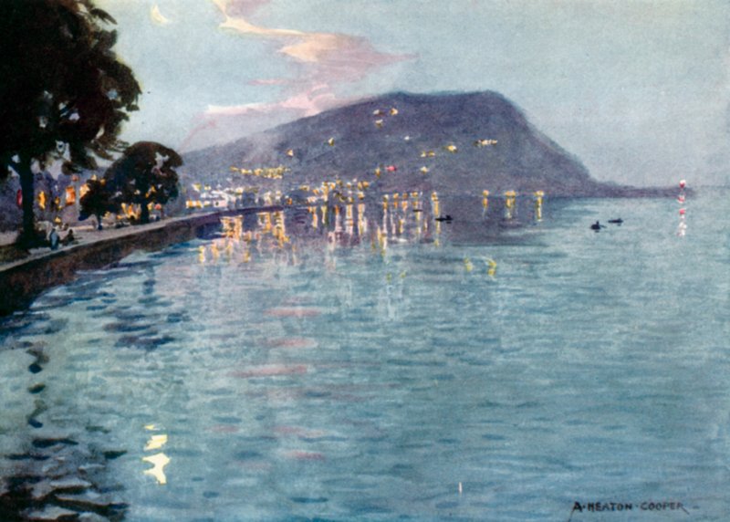 Minehead by Moonlight (színes litó) alkotó: Alfred Heaton Cooper