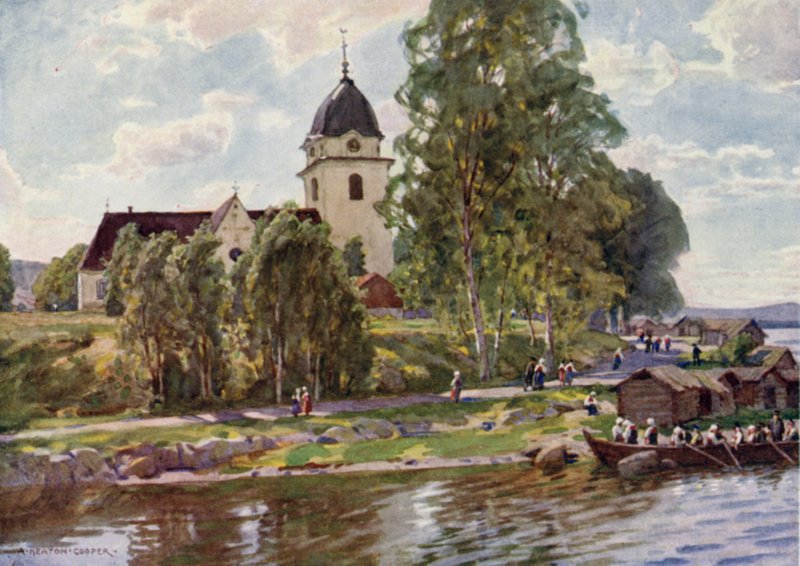 Vasárnap Rattvikben, Dalecarliában alkotó: Alfred Heaton Cooper