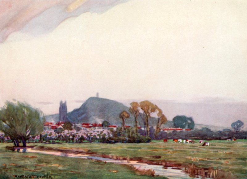 Avalon szigete és Glastonbury Tor (színes litho) alkotó: Alfred Heaton Cooper