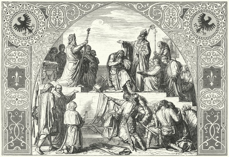 Widukind szász főispán megkeresztelkedése, 785 (metszet) alkotó: Alfred Rethel