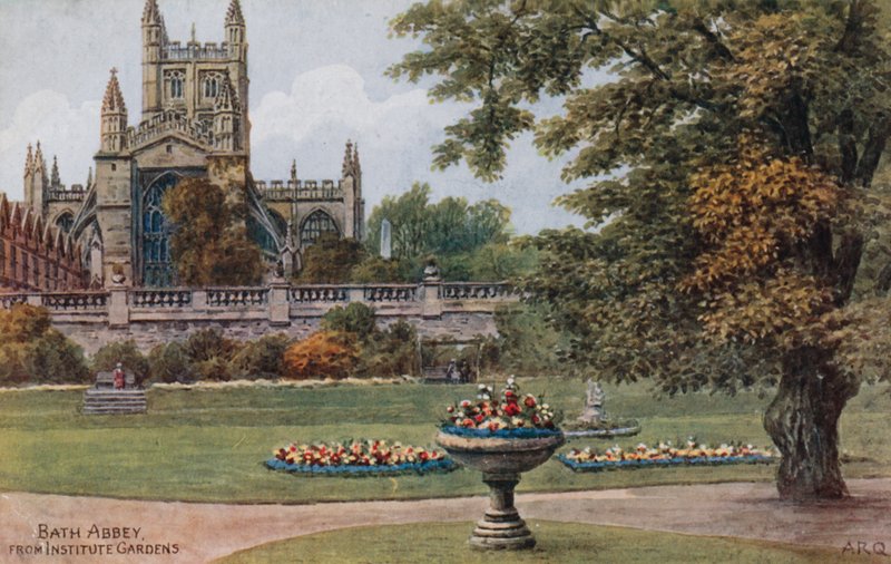 Bath apátság, az Institute Gardens felől alkotó: Alfred Robert Quinton