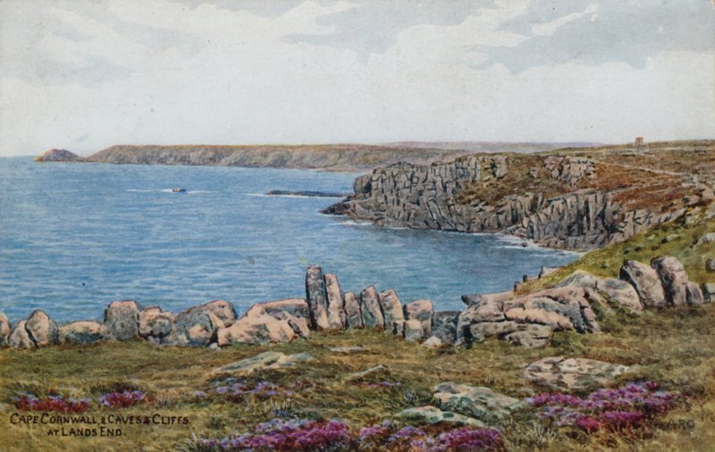Cape Cornwall, valamint a barlangok és sziklák Lands Enden alkotó: Alfred Robert Quinton