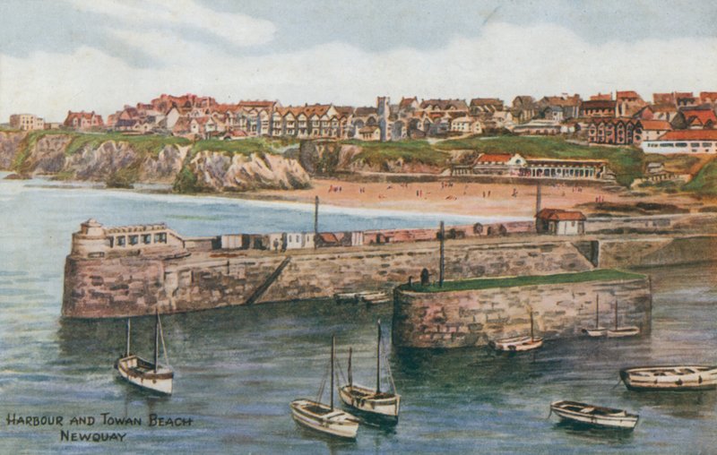 Kikötő és Towan Beach, Newquay alkotó: Alfred Robert Quinton