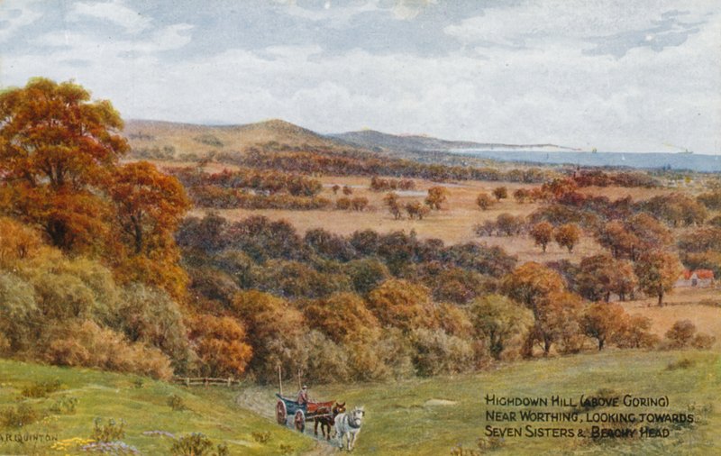 Highdown Hill (Goring felett), Worthing közelében, Seven Sisters és Beachy Head felé nézve alkotó: Alfred Robert Quinton