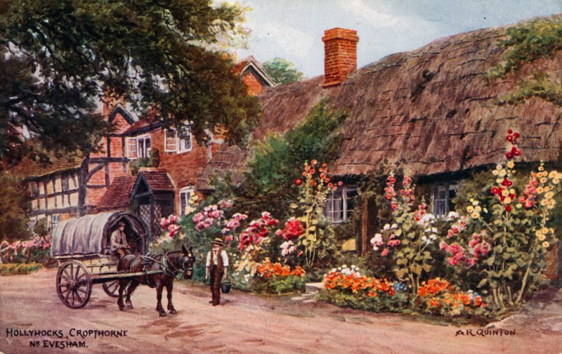 Hollyhocks, Cropthorne, Evesham alkotó: Alfred Robert Quinton