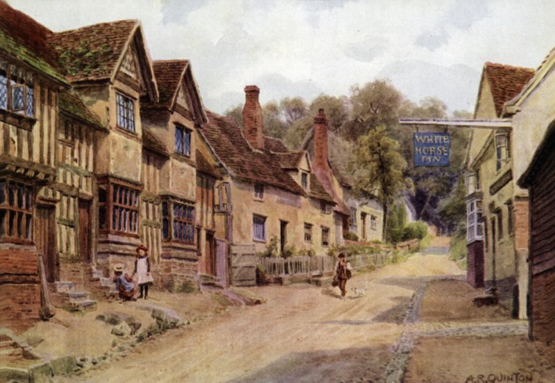 Korábban szövők által lakott házak, Kersey, Suffolk alkotó: Alfred Robert Quinton