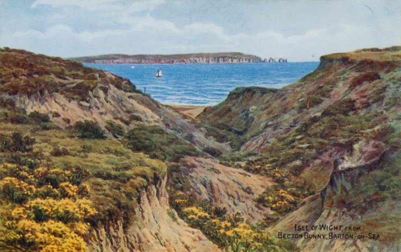 Wight-sziget, Becton Bunny, Barton-on-Sea (színes litográfia) alkotó: Alfred Robert Quinton