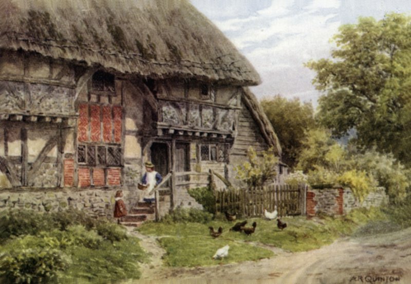 Old Cottage, Bignor, Sussex (színes litho) alkotó: Alfred Robert Quinton