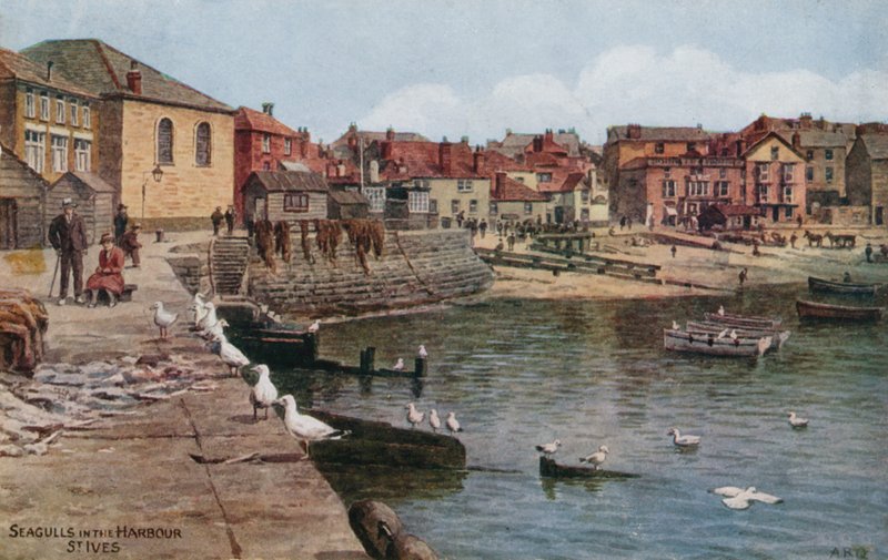 Sirályok a kikötőben, St Ives, Cornwall alkotó: Alfred Robert Quinton