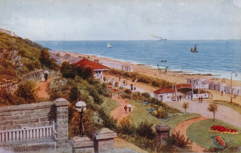 Spa Pavilion kertek és strand, Felixstowe alkotó: Alfred Robert Quinton