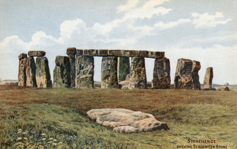 Stonehenge, a vágókövet mutatja alkotó: Alfred Robert Quinton