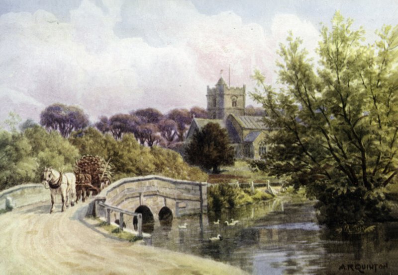 The Bridge, Coombe Bissett, Salisbury közelében (színes litho) alkotó: Alfred Robert Quinton