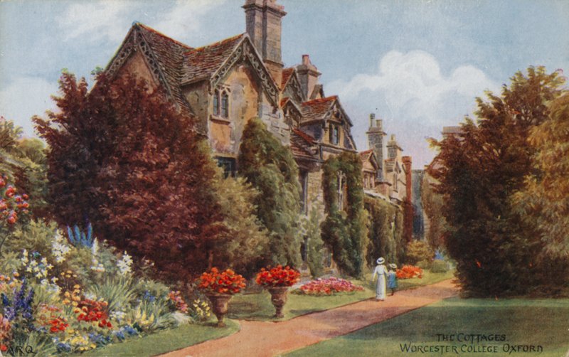 The Cottages, Worcester College, Oxford (színes litho) alkotó: Alfred Robert Quinton